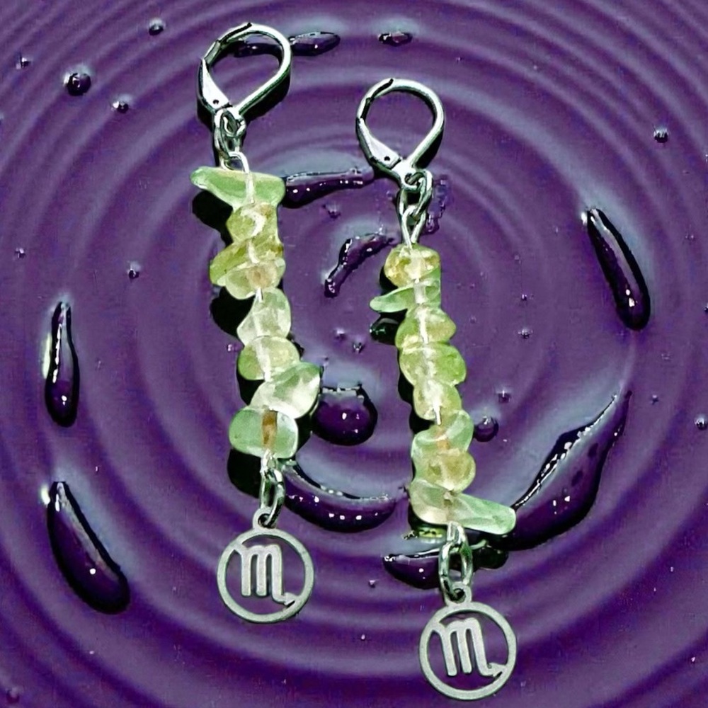🆕 Scorpio Zodiac and Gemstones Dangle Earrings-Stainless Steel